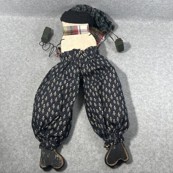 Snowman Wooden Shelf Sitter Plaid Scarf Knitted Hat Wood Mittens Holiday Decor - Picture 5 of 10